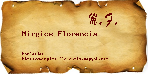 Mirgics Florencia névjegykártya